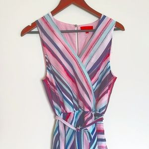 Jennifer Lopez Chiffon Striped Sleeveless Dress Size M